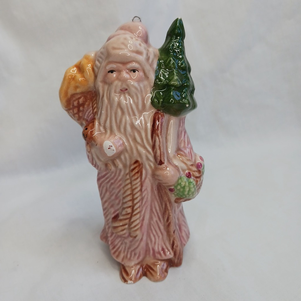 Silvestri Vintage Ceramic Santa Claus Ornament Figurine Pastel